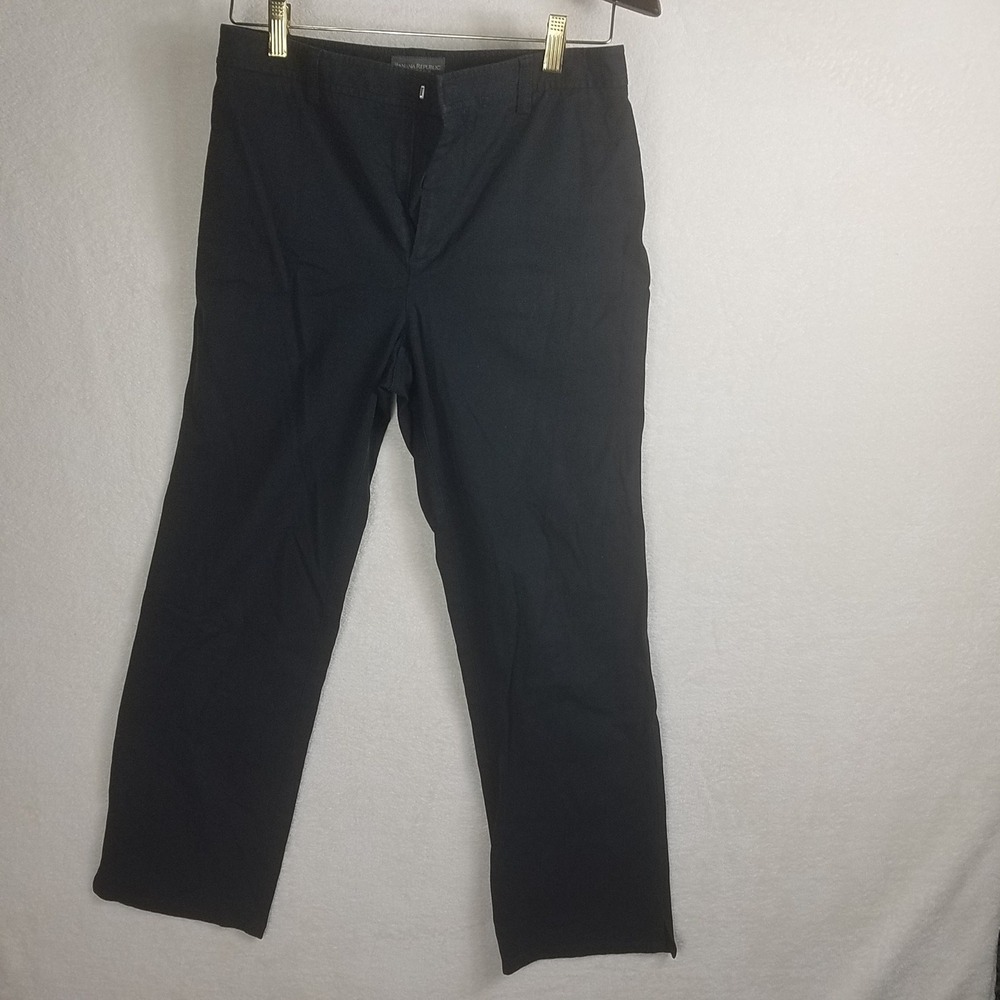 Banana Republic Stretch Pants Womens 6 Black Excellent Straight Leg Side Slit